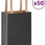 vidaXL 50 db fekete kraft papírzacskók fogantyúkkal 15x8x21 cm fotó