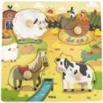 Gyermek fa puzzle Viga Farm 4 db fotó