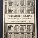 1927-es kártyanaptár, Ferences közlöny, Unghváry Sándor freskója, fémből, ritka 75 x 42 mm fotó