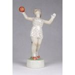 0Y710 Régi labdával játszó Zsolnay porcelán kislány szobor 14 cm fotó