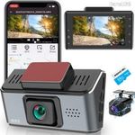 4K Dual Dash Cam elülső és hátsó kamera, beépített WiFi/GPS, 64 GB SD kártyával, 3840x2160p fotó