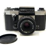 Retro régi Praktica super TL fényképezőgép kamera Meyer-Optik Görlitz 2.8/50 mm objektívvel 1FT NMÁ fotó