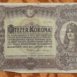 1920 -as 5.000 Korona "nagy alakú" "Orrel Füssli pénzjegynyomdás" bankó VG-G (L3143) fotó