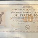 Szarvasi Hitelszövetkezet 40 pengő 1940 fotó