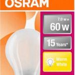 OSRAM 4058075114913 LED EEK E (A - G) B22d Izzólámpa forma 6.5 W = 60 W Melegfehér (Ø x H) 6... fotó