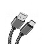 Prémium adat és tápkábel, 3 méter, USB-C/USB csatlakozó, 2.4A gyors töltés, szürke-fekete fotó