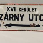 Régi zománcozott utcanévtábla tisztítva - Szárny utca - 60x25 cm fotó