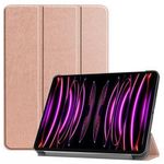 Tok álló, bőr hatású (aktív FLIP, oldalra nyíló, TRIFOLD, asztali tartó) ROZÉARANY [Apple IPAD Pr... fotó