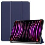 Tok álló, bőr hatású (aktív FLIP, oldalra nyíló, TRIFOLD, asztali tartó) SÖTÉTKÉK [Apple IPAD Pro... fotó