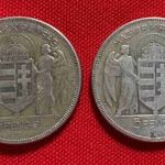 ## 2db Horthy ezüst 5 pengő 1930. régi patinás pénz érme Berán L. 1FT NMÁ fotó