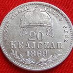 NAGYON SZÉP EZÜST 20 KRAJCÁR 1869 KB fotó