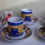 5db porcelán kávés csésze + 5db tányér modern mintájú * nem jelzett kávés készlet * sz.átvétel: Zugló fotó