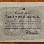 1849 -es 30 pengő krajczárra Kossuth Szabadságharcos bankó Kincstári utalvány RITKÁBB !VF(L0049) fotó