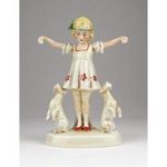 0Y445 Pitiző foxik német porcelán figura 14.5 cm fotó