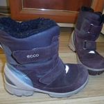 30-as Ecco bundás, goretexes padlizsán színű velurbőr lány csizma-bakancs. fotó