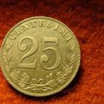 Olasz nikkel 25 centesimi 1902 EF, nagyon ritka ! fotó