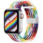 Pótszíj (egyedi méret, textil, állítható, szivárvány minta) FEHÉR [Apple Watch Ultra 49mm, Apple ... fotó