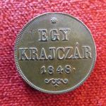 SZABADSÁGHARC 1 KRAJCÁR 1848 vjn. kiv+ fotó