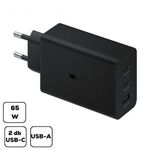 Sam hálózati trio adapter, 65W PD USB-C, Fekete fotó