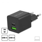 Hálózati töltő adapter PD 30W / QC3.0 18W, Fekete fotó