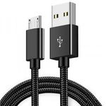 Adat- és Tápkábel, MicroUSB/USB csatlakozó, 1 méter, 2.1A gyorstöltés, textil bevonat, fekete fotó