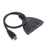 HDMI switch, 3xHDMI anya -> HDMI apa, automata HDMI detektálás, input jelző LED, fekete fotó