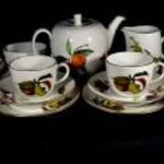 ROYAL WORCESTER GYÜMÖLCS MINTÁS PORCELÁN TEÁS KÉSZLET 6 SZEMÉLYRE X fotó