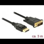 Delock Displayport 1.2 apa > DVI 24+1 apa passzív 3 m kábel fekete (85314) (85314) fotó