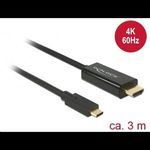 Delock USB Type-C csatlakozó > HDMI csatlakozó (DP váltakozó) 4K 60 Hz, 3m fekete (85292) (85292) fotó