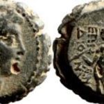 Antiochos IV Epiphanes i.e.175-164 Ptolemais Serrate, Apollo, ókori görög bronz, Szeleukidák fotó