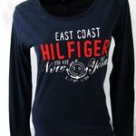 EREDETI TOMMY HILFIGER (S) ÉJ SÖTÉTKÉK HOSSZÚ UJJÚ *EXCLUSIVE* NŐI *NAGYON EXTRA* SZUPER FELSŐ fotó