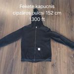 Fekete kapucnis cipzáros pulcsi 152 cm fotó