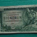 100 KORONA 1961 CSEHSZLOVÁK PAPÍRPÉNZ SZLOVÁK FELÜLBÉLYEGZÉS fotó