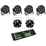 EUROLITE Set 4x LED SLS-7 HCL Floor + 2x LED FE-700 + DMX LED Color Chief Controller fotó