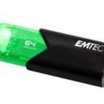 Pendrive, 64GB, USB 3.2, EMTEC "B110 Click Easy", fekete-zöld fotó