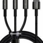 Baseus Tungsten Gold 3in1 Micro/Lightning/USB-C adat/töltőkábel 3, 5A 1, 5m Black fotó