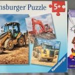 RAVENSBURGER PUZZLE 3 x 49 DB (MUNKAGÉPEK) + AJÁNDÉK JÁTÉKOS TANULÁS AZ ÓVODÁBAN - HASZNÁLT fotó