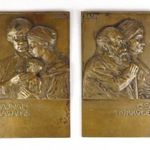 1A634 Sződy Szilárd bronz relief pár 24 x 14.5 cm fotó