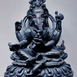 GANESHA SZOBOR Kis fekete gyanta hindu elefánt Isten Lord India figura, 12, 5 cm magas fotó