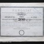 Rheostat (reosztát) Részvénytársaság részvény 200 korona 1898 fotó