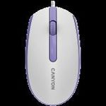 Canyon Wired optical mouse with 3 buttons, DPI 1000, with 1.5M USB cable, White lavender, 65*115*4... fotó