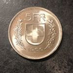 5 franc ezüst pénz UNC Svájc 1969 "B" 1 darab fotó