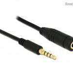 DeLock Extension Cable Audio Stereo Jack 3.5 mm male / female IPhone 4 pin 1m Black 84666 fotó