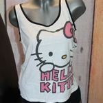 Fekete fehér és rózsaszín Hello Kitty-s pizsama. Ujjatlan trikó és rövid nadrág, short alsóval. H&M. fotó