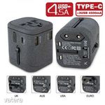 Univerzális Travel Adapter-Utazó Adapter (USB A-Type C port) fotó