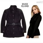 RIVER ISLAND extra csinos FEKETE karcsúsított ÖVES 59% GYAPJÚ szövet KABÁT 38 fotó