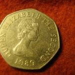 Jersey nagy nikkel 50 pence 1989 fotó