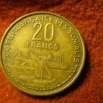 Madagaszkár alu-bronz 20 franc 1952 fotó