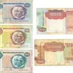 100-500000 kwanzas Angola 1991 bankjegy csomag LOT 5 darab fotó