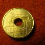 Spanyol alu-bronz emlék 25 peseta 1999 UNC, ritkán látható fotó